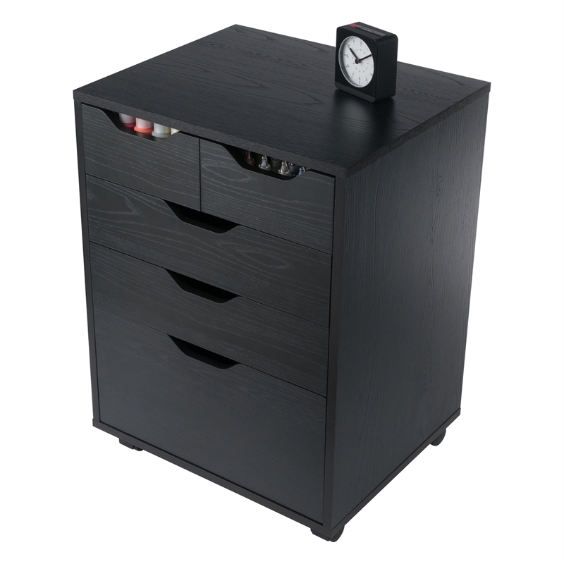 Winsome Halifax Bins and Drawers Storage Mobile Cabinet Black Finish