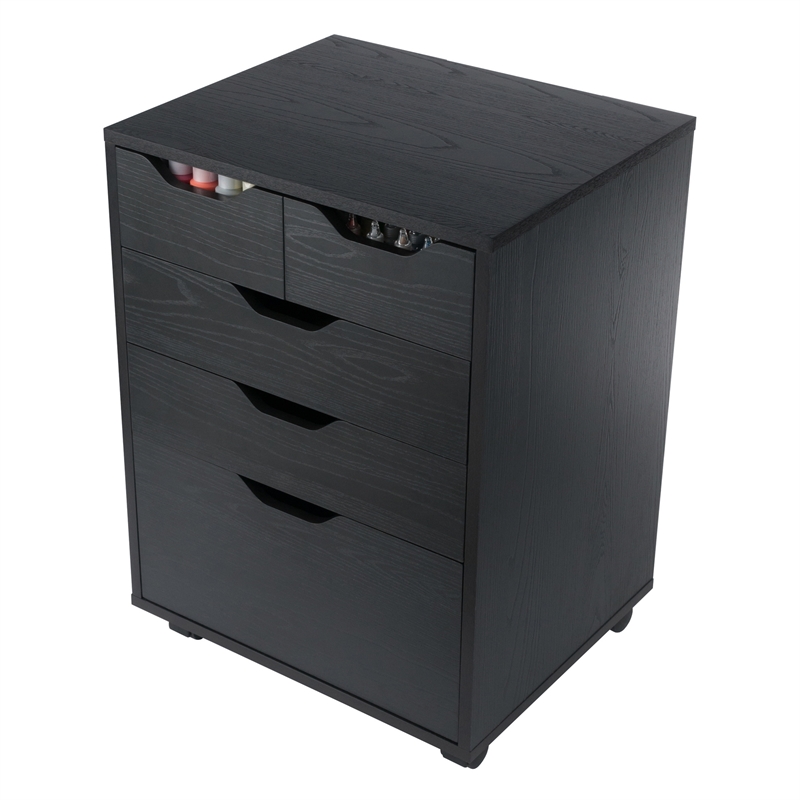 Winsome Halifax Bins and Drawers Storage Mobile Cabinet Black Finish