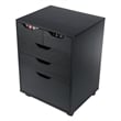 Winsome Halifax Bins and Drawers Storage Mobile Cabinet Black Finish