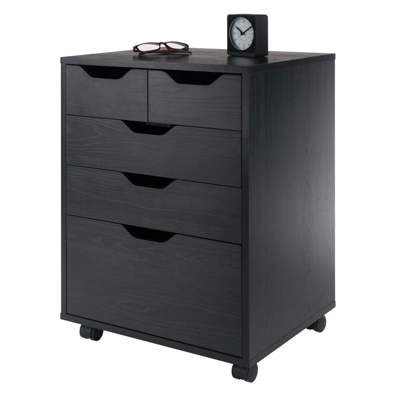 Winsome Halifax Bins and Drawers Storage Mobile Cabinet Black Finish