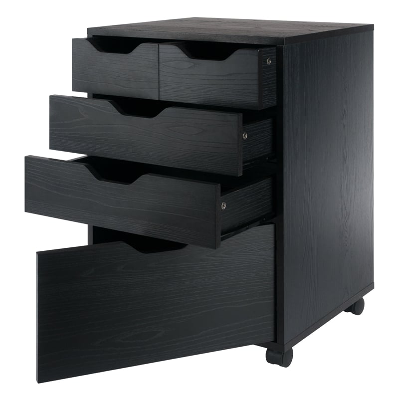 Winsome Halifax Bins and Drawers Storage Mobile Cabinet Black Finish