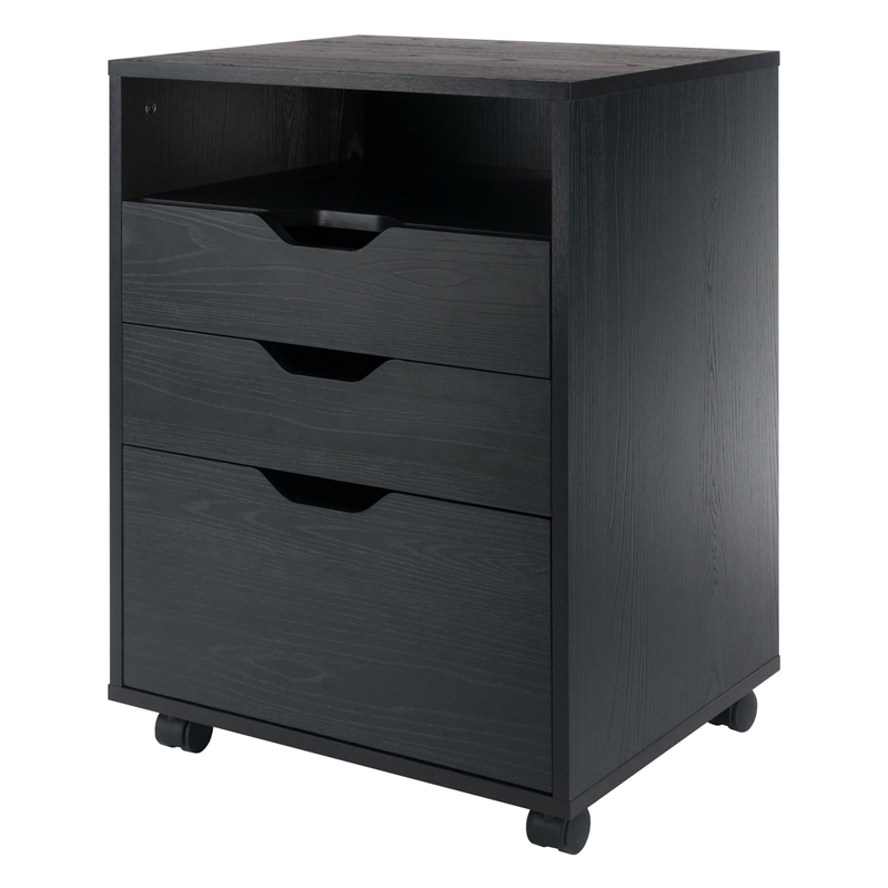 Winsome Halifax Bins and Drawers Storage Mobile Cabinet Black Finish