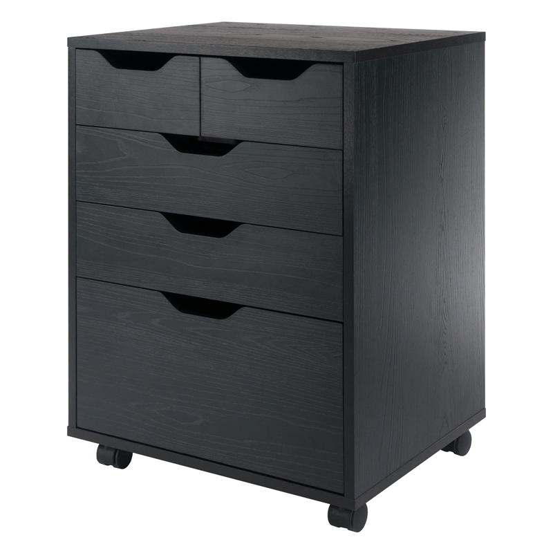 Winsome Halifax Bins and Drawers Storage Mobile Cabinet Black Finish
