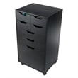 Winsome Halifax Bins and Drawers Multi-Storage Tall Mobile Cabinet Black Finish