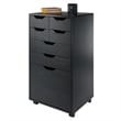 Winsome Halifax Bins and Drawers Multi-Storage Tall Mobile Cabinet Black Finish