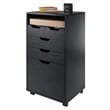 Winsome Halifax Bins and Drawers Multi-Storage Tall Mobile Cabinet Black Finish