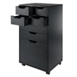 Winsome Halifax Bins and Drawers Multi-Storage Tall Mobile Cabinet Black Finish
