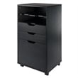 Winsome Halifax Bins and Drawers Multi-Storage Tall Mobile Cabinet Black Finish
