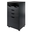 Winsome Halifax Bins and Drawers Multi-Storage Tall Mobile Cabinet Black Finish