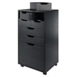 Winsome Halifax Bins and Drawers Multi-Storage Tall Mobile Cabinet Black Finish