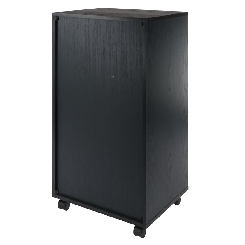 Winsome Halifax Bins and Drawers Multi-Storage Tall Mobile Cabinet Black Finish