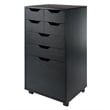 Winsome Halifax Bins and Drawers Multi-Storage Tall Mobile Cabinet Black Finish