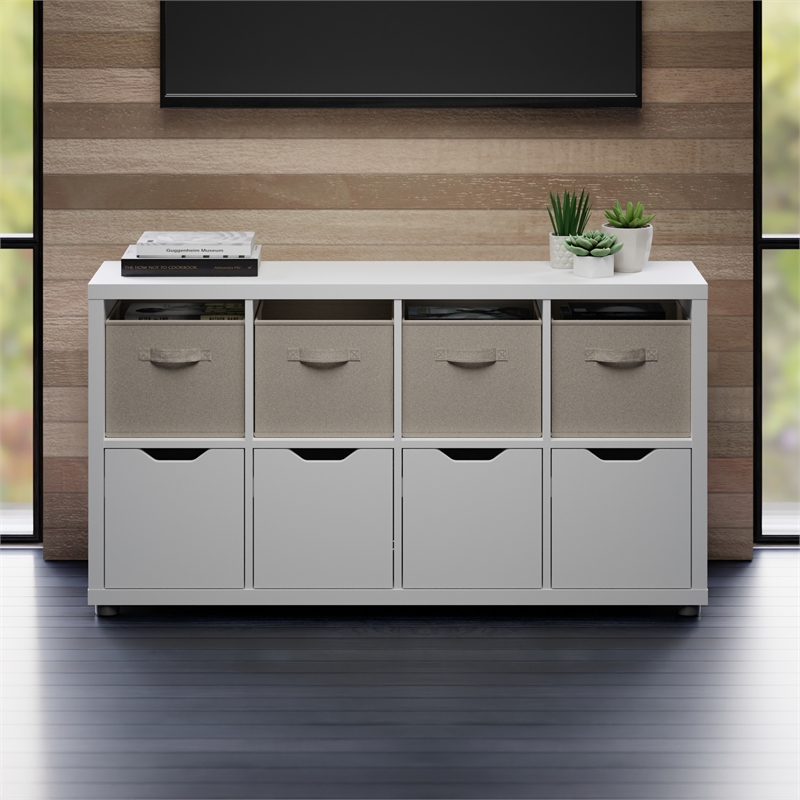 Winsome Julia 2x4 Storage 5Pc Cabinet Set Beige and White Finish