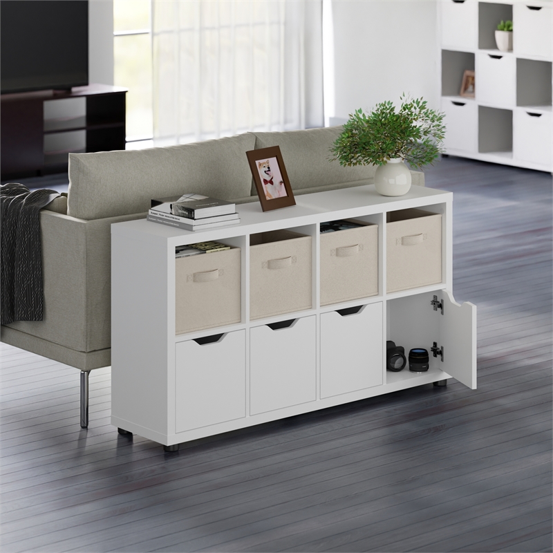 Winsome Julia 2x4 Storage 5Pc Cabinet Set Beige and White Finish