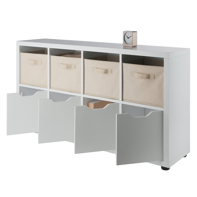 Winsome Julia 2x4 Storage 5Pc Cabinet Set Beige and White Finish