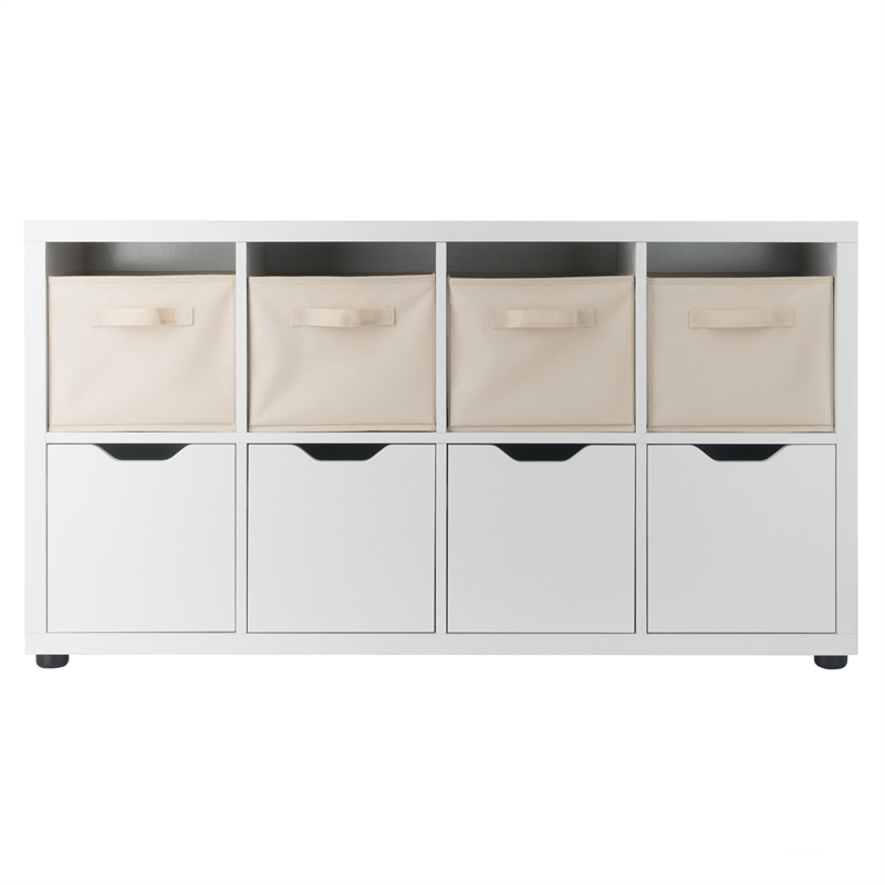 Winsome Julia 2x4 Storage 5Pc Cabinet Set Beige and White Finish