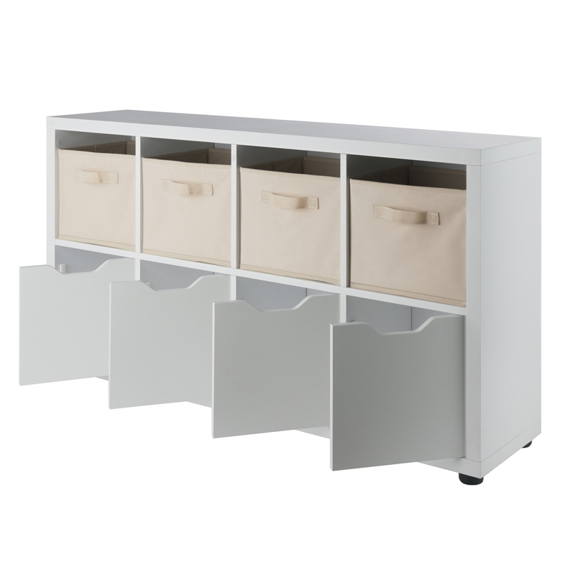 Winsome Julia 2x4 Storage 5Pc Cabinet Set Beige and White Finish