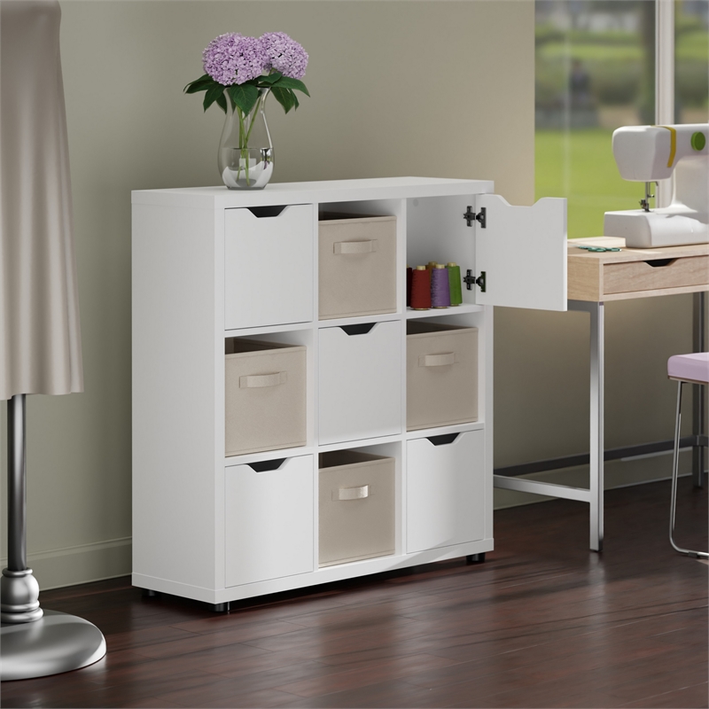 Winsome Julia 3x3 Storage 5Pc Cabinet Set Beige and White Finish