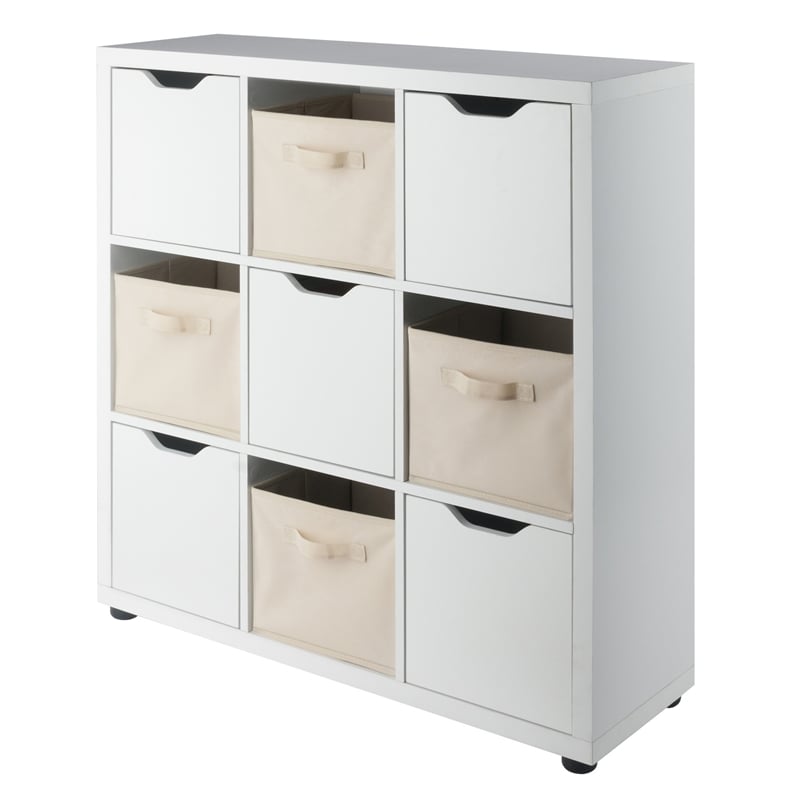 Winsome Julia 3x3 Storage 5Pc Cabinet Set Beige and White Finish