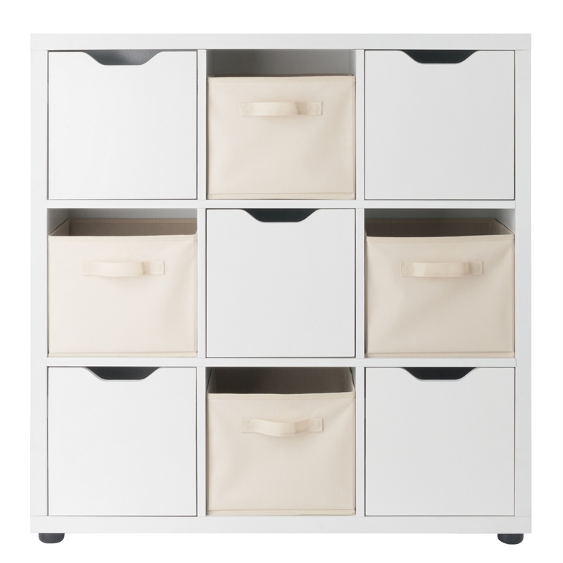 Winsome Julia 3x3 Storage 5Pc Cabinet Set Beige and White Finish