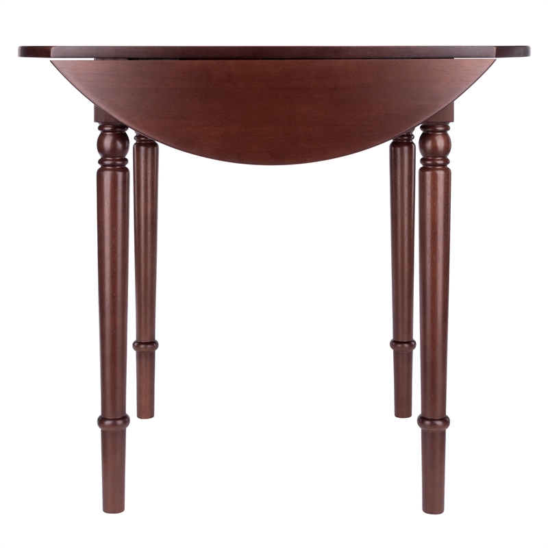Winsome Sorella Round Double Drop Leaf Dining Table Walnut Finish