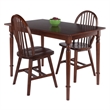 Winsome Ravenna 3Pc Dining Table with Windsor Chairs Walnut Finish