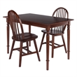 Winsome Ravenna 3Pc Dining Table with Windsor Chairs Walnut Finish