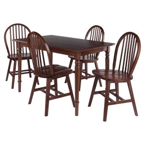 Winsome Ravenna 5Pc Dining Table with Windsor Chairs Walnut Finish