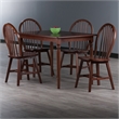 Winsome Ravenna 5Pc Dining Table with Windsor Chairs Walnut Finish