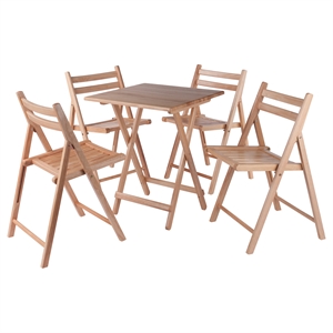 Winsome Delaney 5PC Set Folding Table and Chairs in Natural Finish