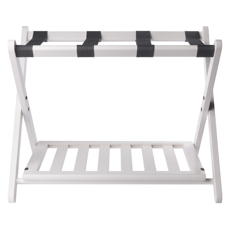 Winsome Reese Luggage Rack with Shelf in White finish