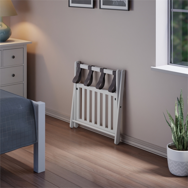 Winsome Reese Luggage Rack with Shelf in White finish