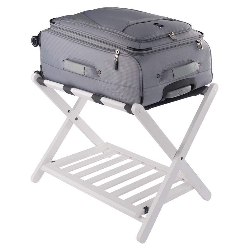 Winsome Reese Luggage Rack with Shelf in White finish