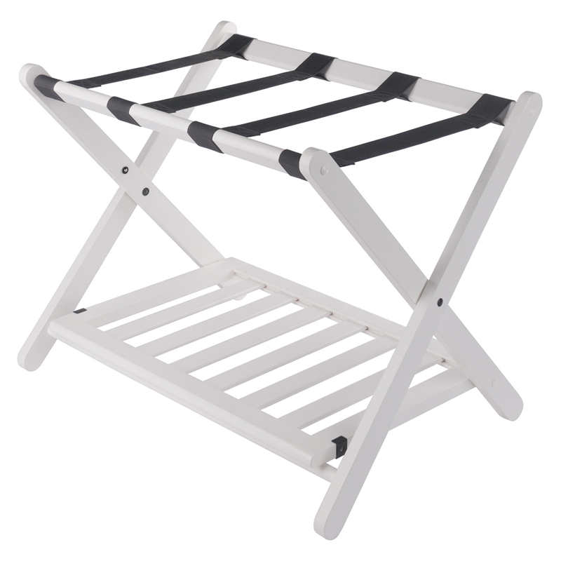 Winsome Reese Luggage Rack with Shelf in White finish