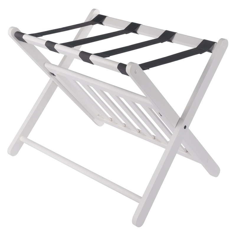Winsome Reese Luggage Rack with Shelf in White finish