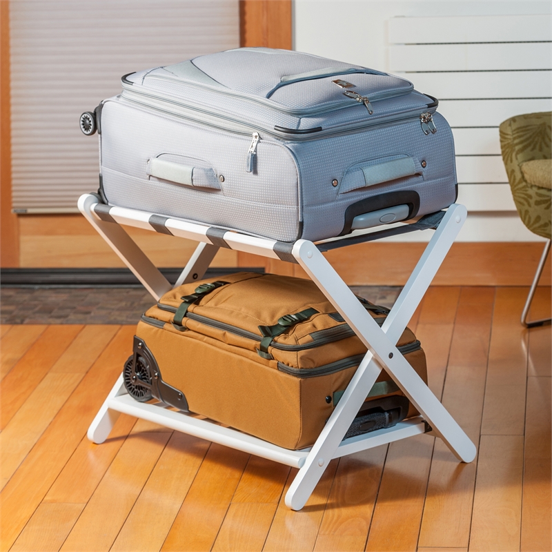 Winsome Reese Luggage Rack with Shelf in White finish