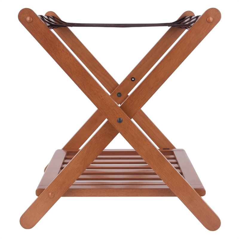 Winsome Reese Luggage Rack with Shelf in Teak Finish