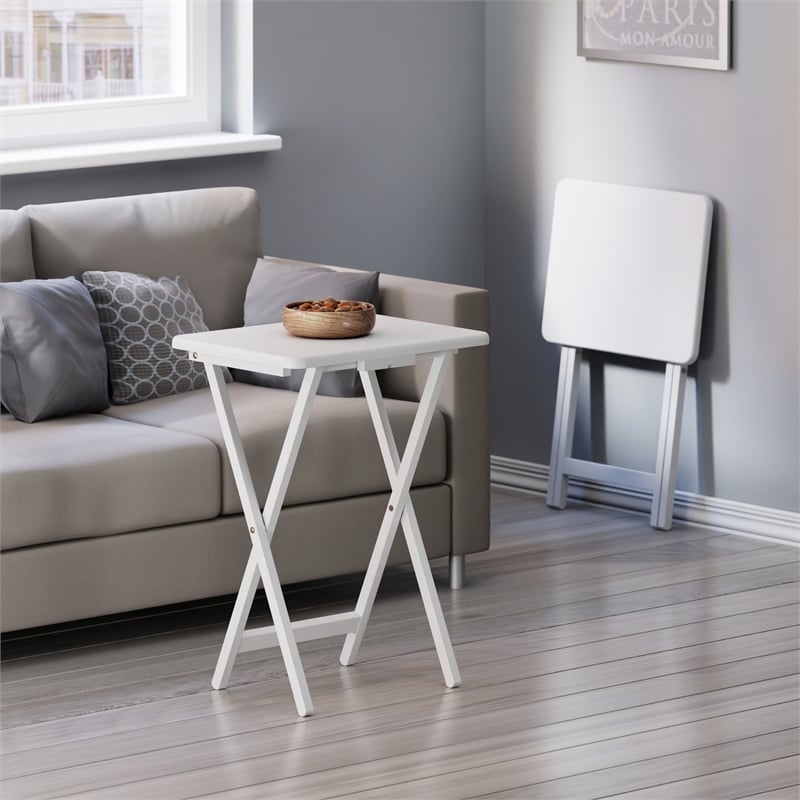 Winsome Alex 2-Pc Snack Table Set in White Finish