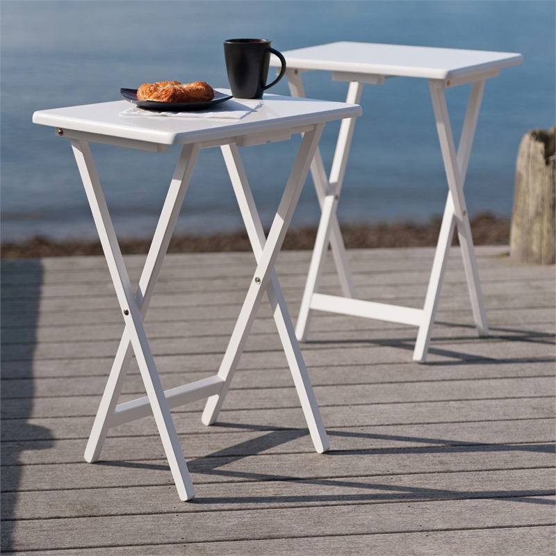Winsome Alex 2-Pc Snack Table Set in White Finish