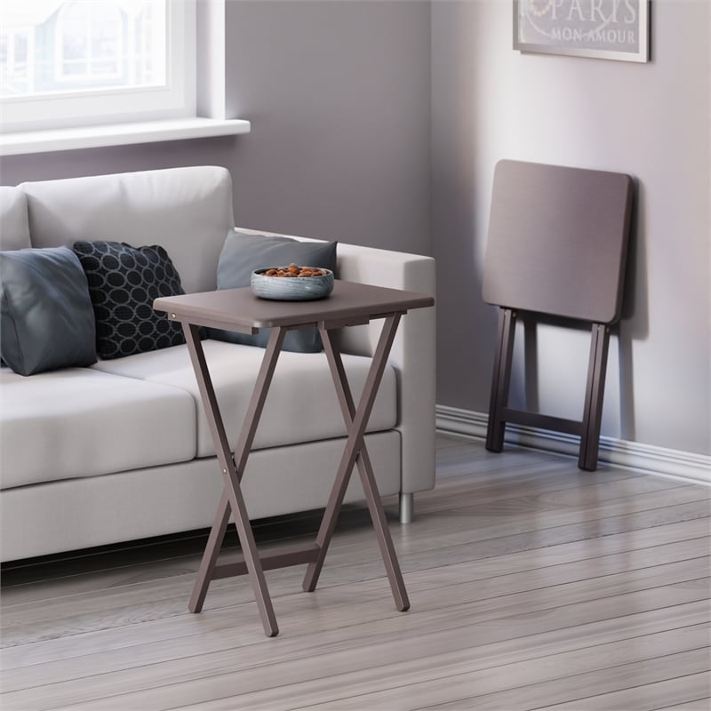 Winsome Alex 2-Pc Snack Table Set in Oyster Gray Finish