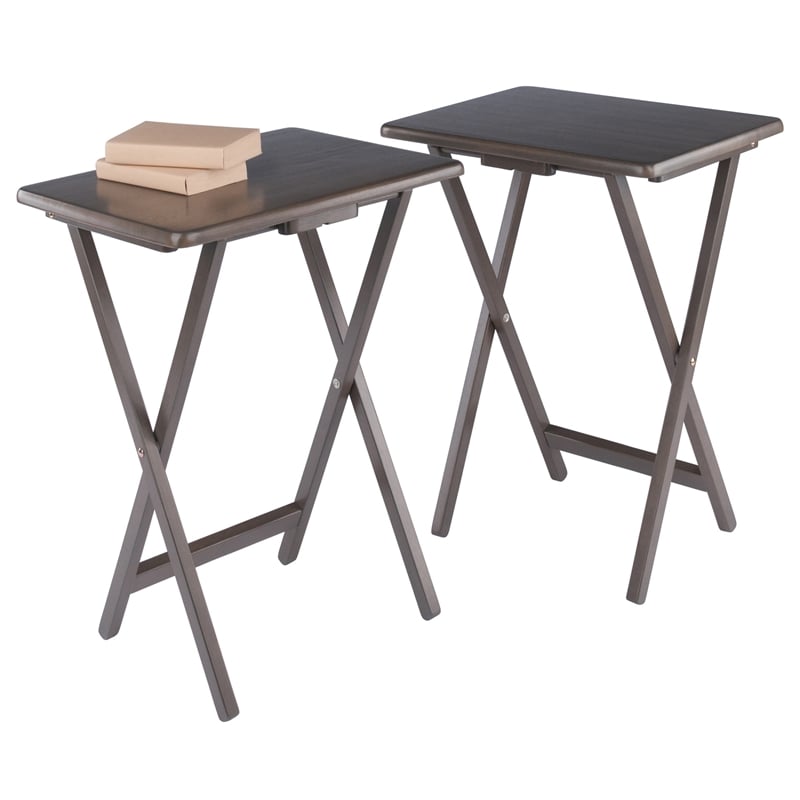 Winsome Alex 2-Pc Snack Table Set in Oyster Gray Finish