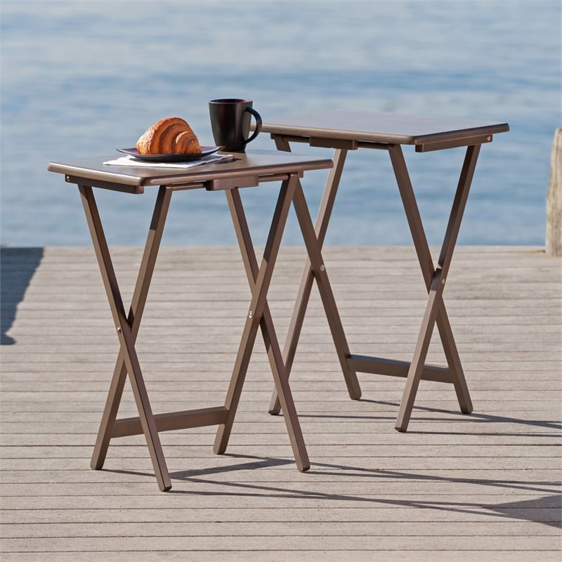 Winsome Alex 2-Pc Snack Table Set in Oyster Gray Finish