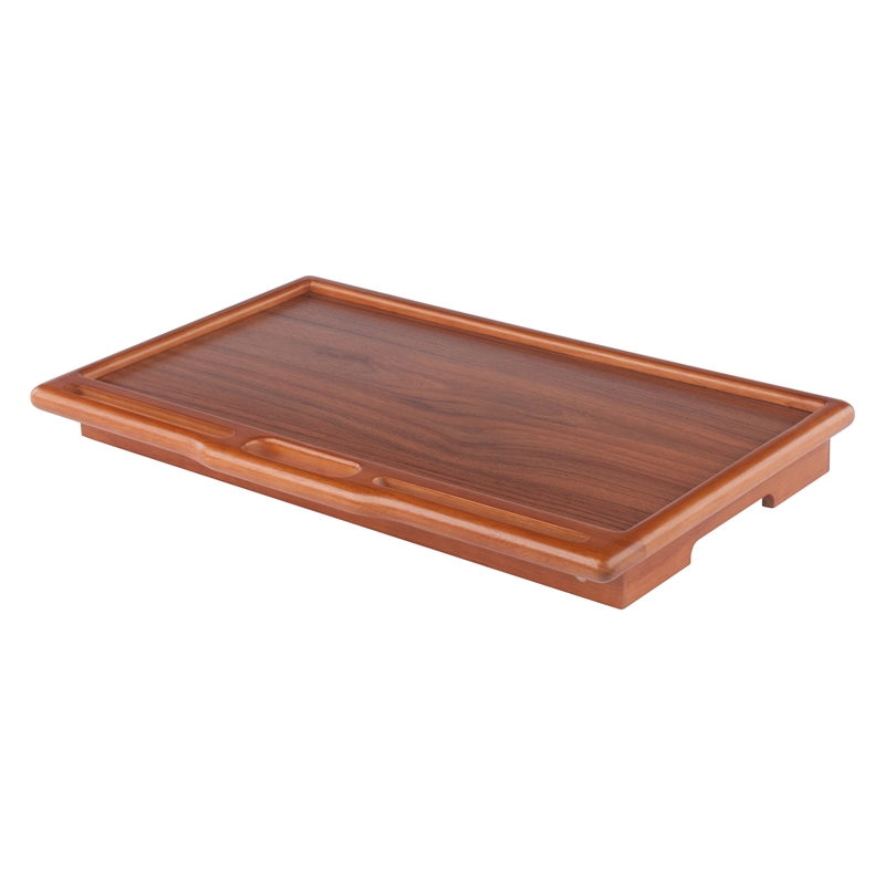 Arlo Breakfast Tray with Flip Top Teak Finish