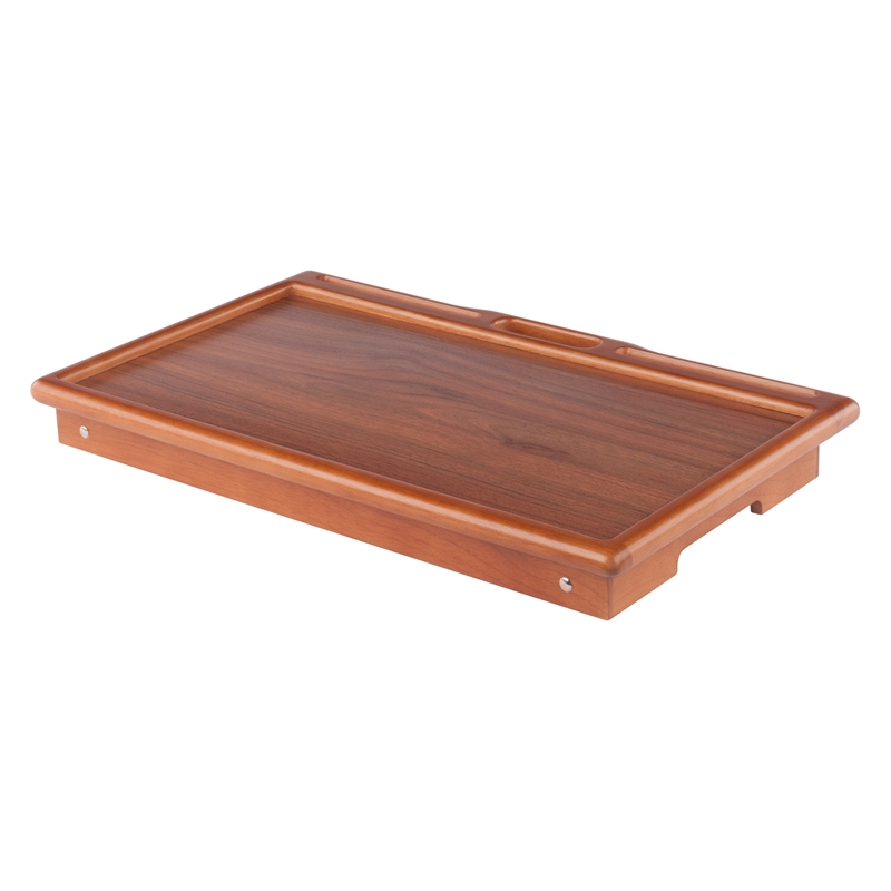 Arlo Breakfast Tray with Flip Top Teak Finish