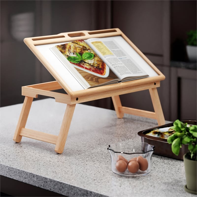 Arlo Breakfast Tray with Flip Top Natural and White Finish
