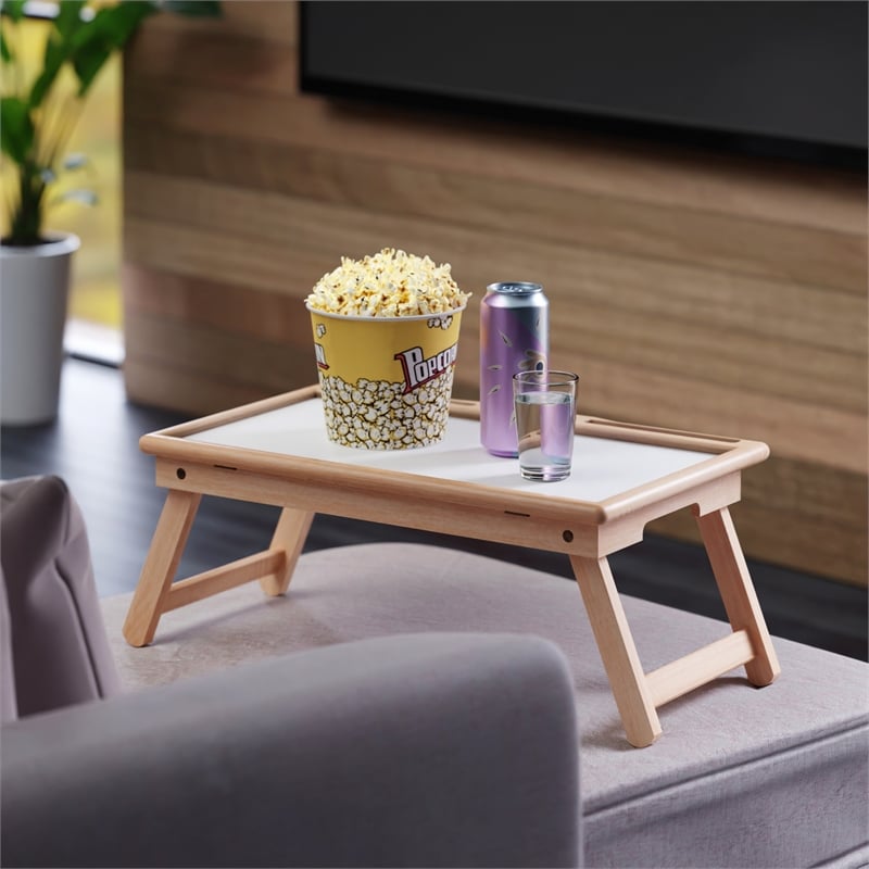 Arlo Breakfast Tray with Flip Top Natural and White Finish