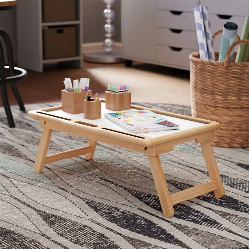 Arlo Breakfast Tray with Flip Top Natural and White Finish