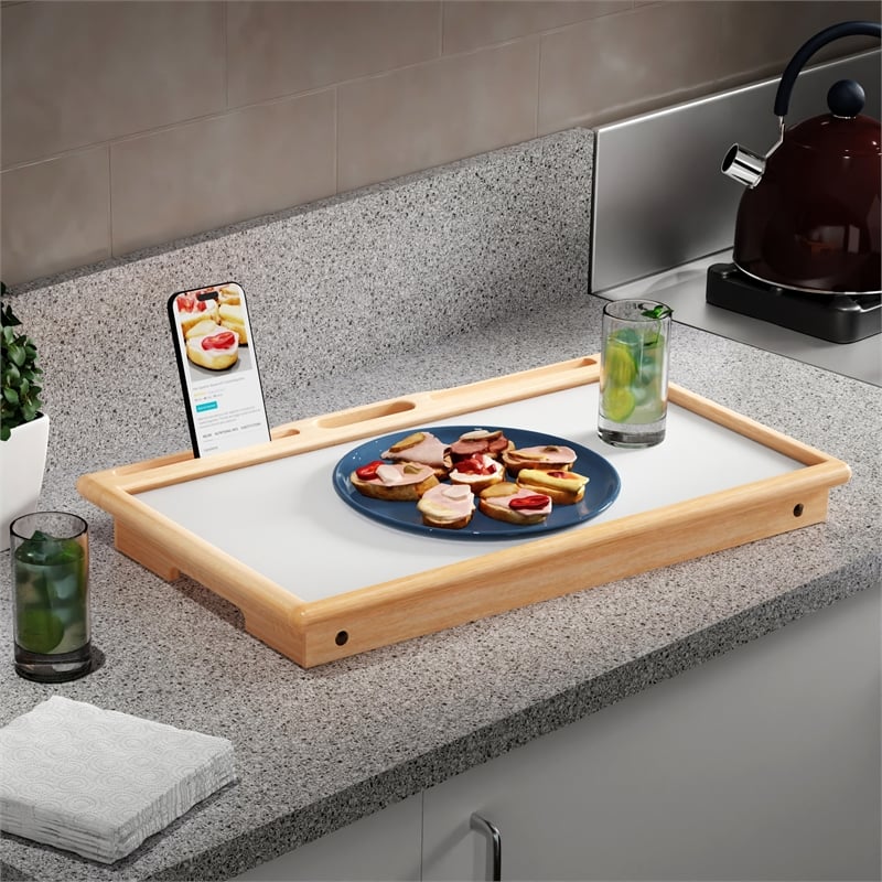 Arlo Breakfast Tray with Flip Top Natural and White Finish