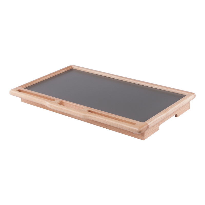 Arlo Breakfast Tray with Flip Top Gray and Natural Finish
