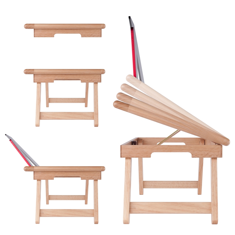 Arlo Breakfast Tray with Flip Top Gray and Natural Finish